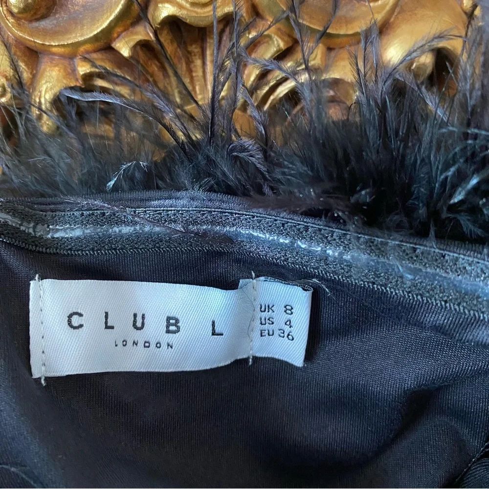 Club L London Black Feather Mini Dress - Picture 11 of 12